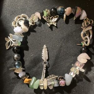 Silver Charm Bracelet with Multicolor Stones